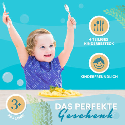 Sea Animals Kinderbesteck - 4-teilig - spülmaschinengeeignet - aus rostfreiem Edelstahl I Koru Kids - Koru Deutschland GmbH