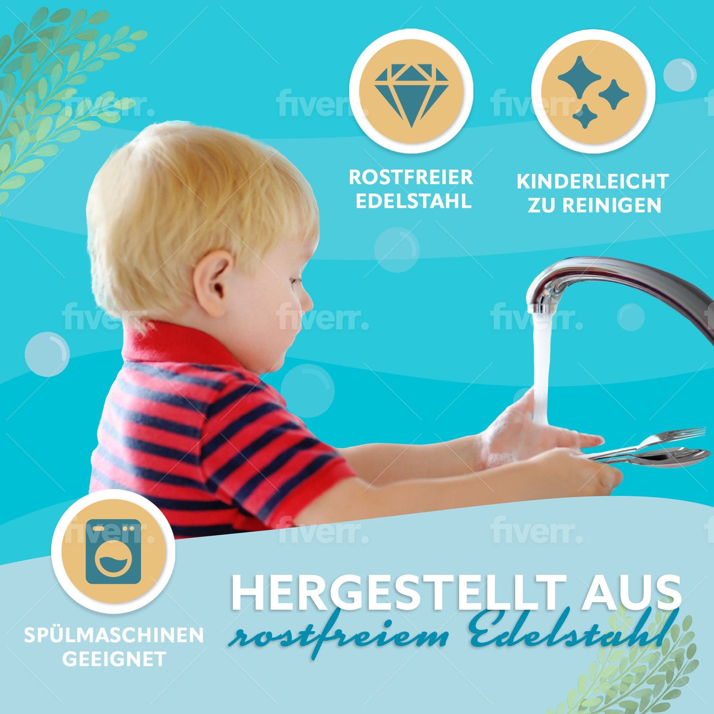 Sea Animals Kinderbesteck - 4-teilig - spülmaschinengeeignet - aus rostfreiem Edelstahl I Koru Kids - Koru Deutschland GmbH